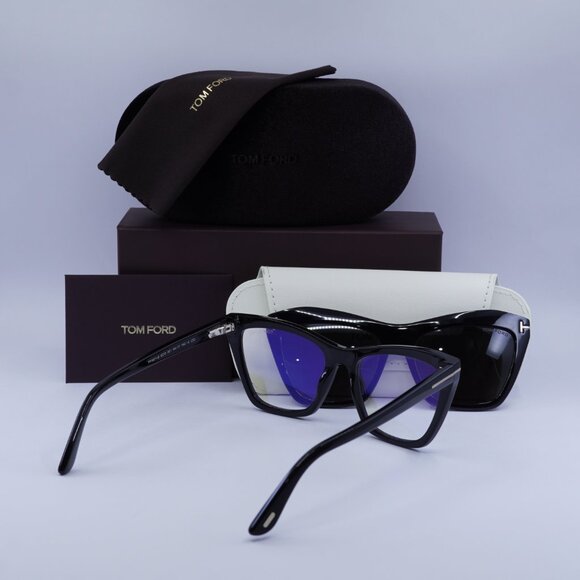 Tom Ford FT5971-B 001 Cat Eye Eyeglasses - Shiny Black 54mm